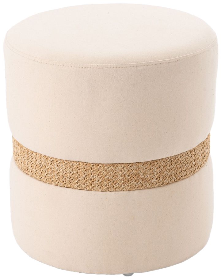 Pouf en tissu et cannage Ceinture Petit modèle