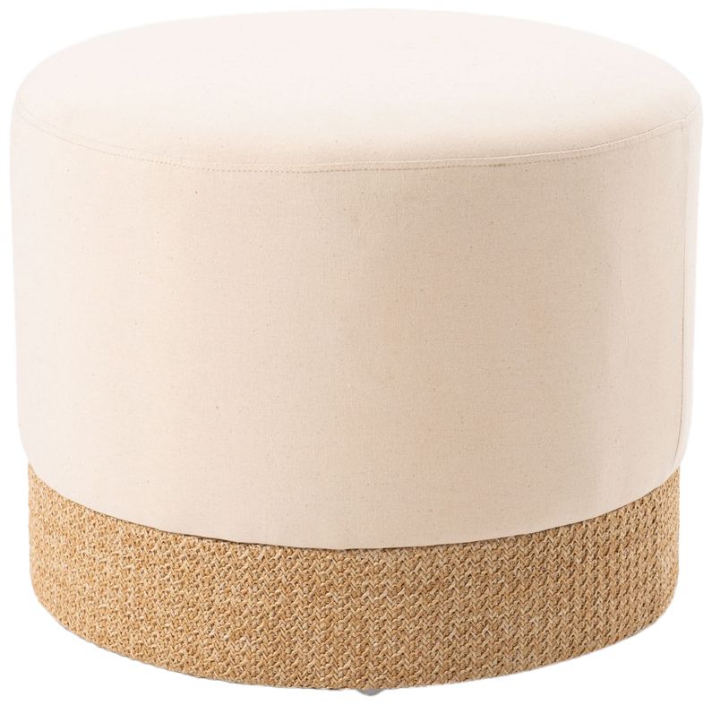 Pouf en tissu et cannage Ceinture Moyen modèle