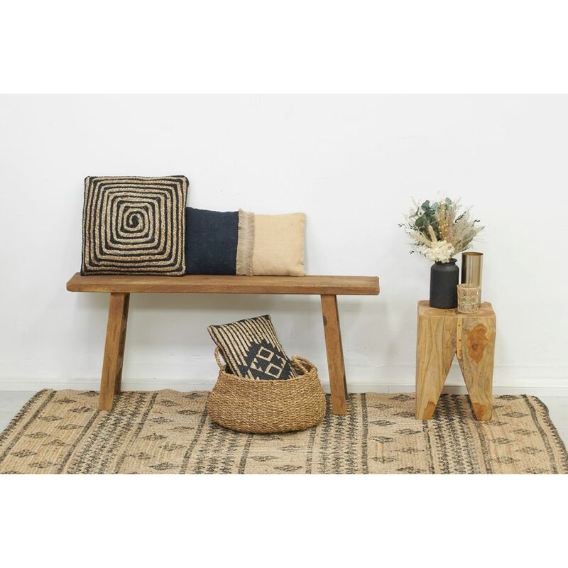 Tapis rectangulaire en jute naturelle et teintée