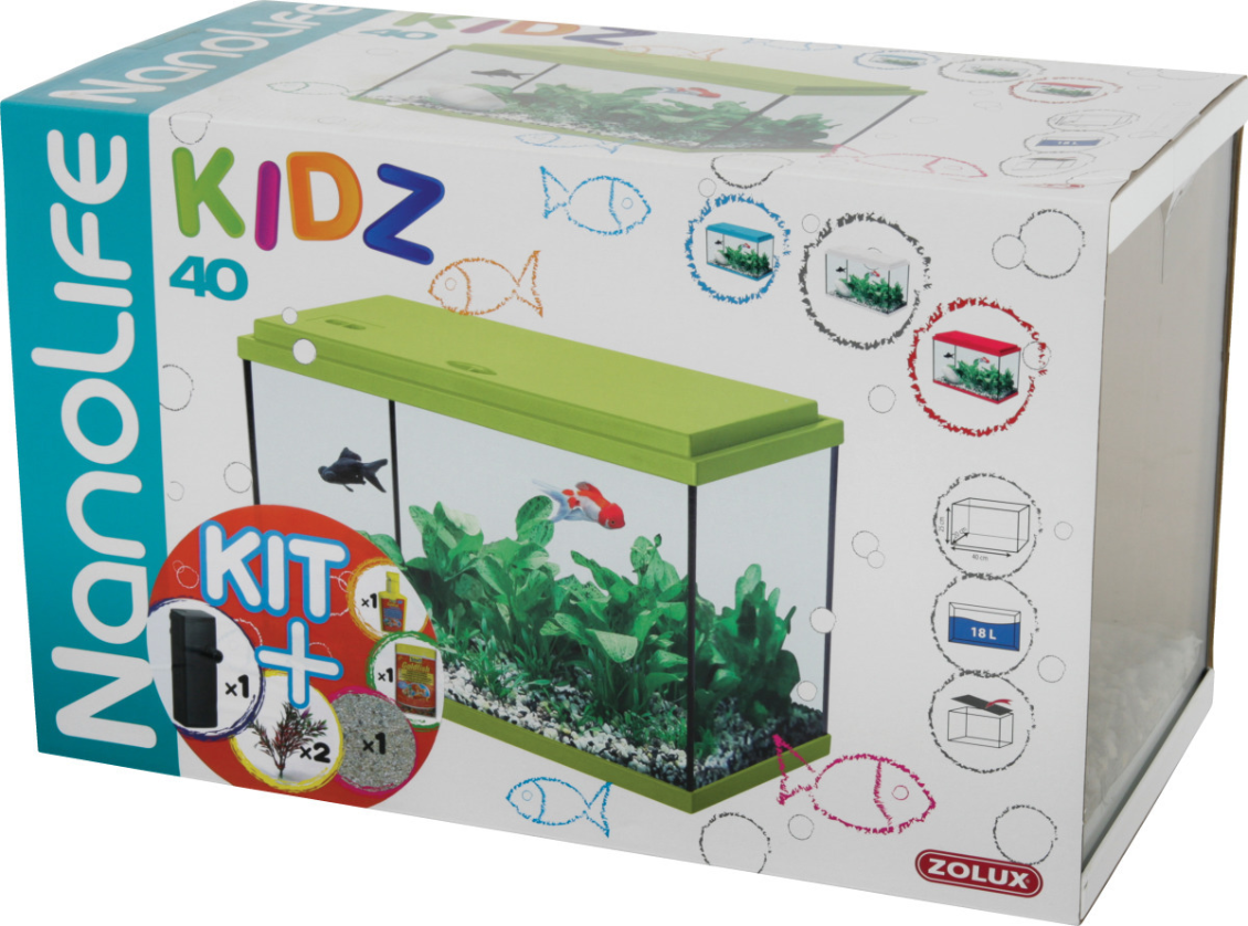 Kit aquarium avec filtre et décoration Nanolife Kidz 40