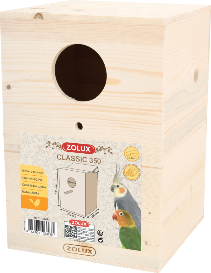 Nichoir pour cage en bois brut