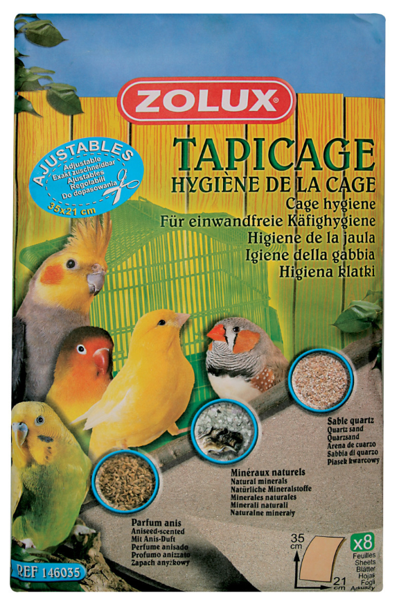 Feuilles sabées ajustables tapis de cage 8 feuilles - 36 x 21 cm