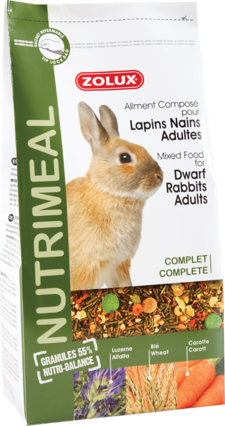 Aliment complet pour lapin nain adulte Nutrimeal 800 gr