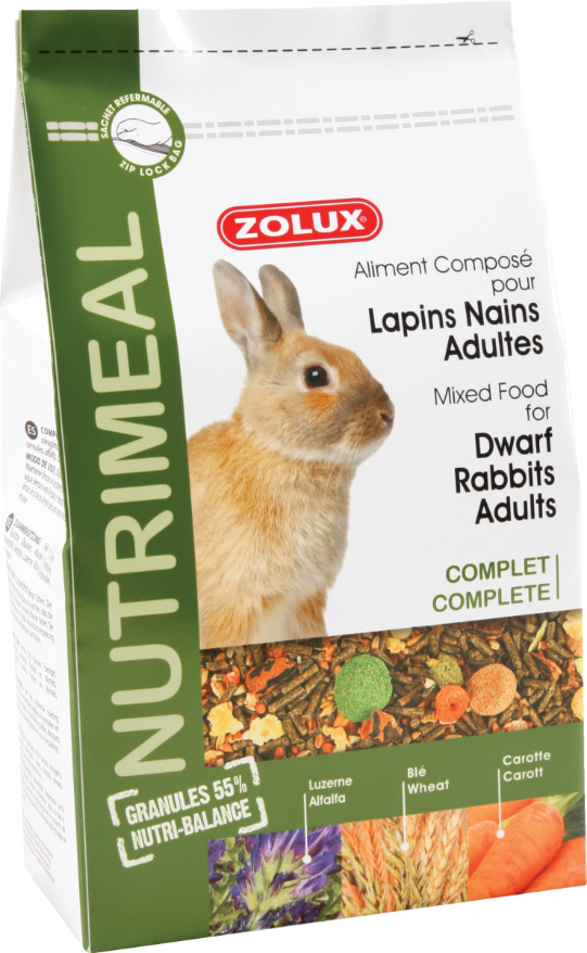 Aliment complet pour lapin nain adulte Nutrimeal 2,5 kg