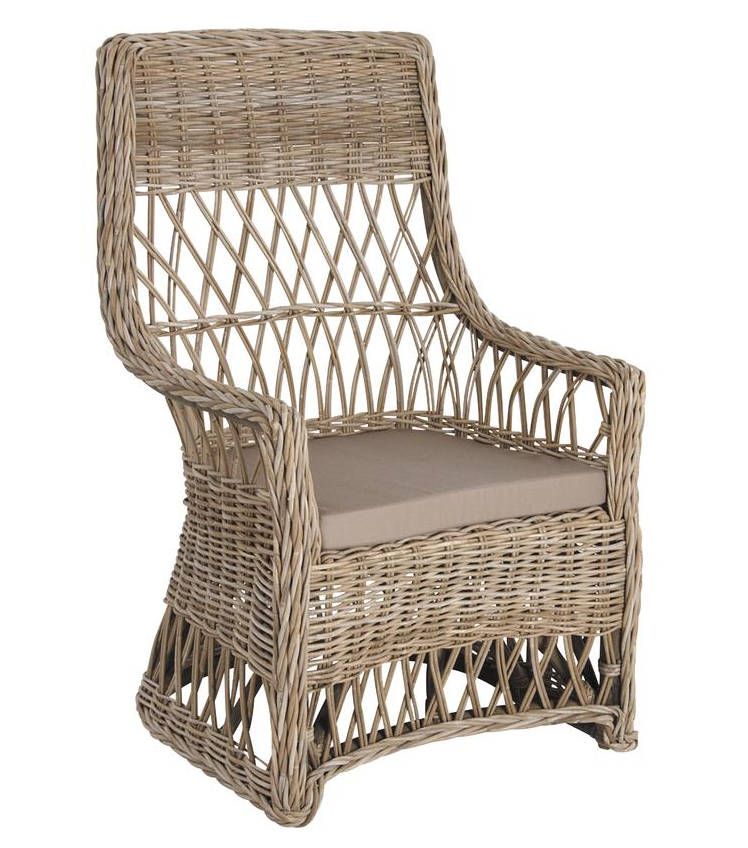 Fauteuil en poelet gris avec coussin en tissu