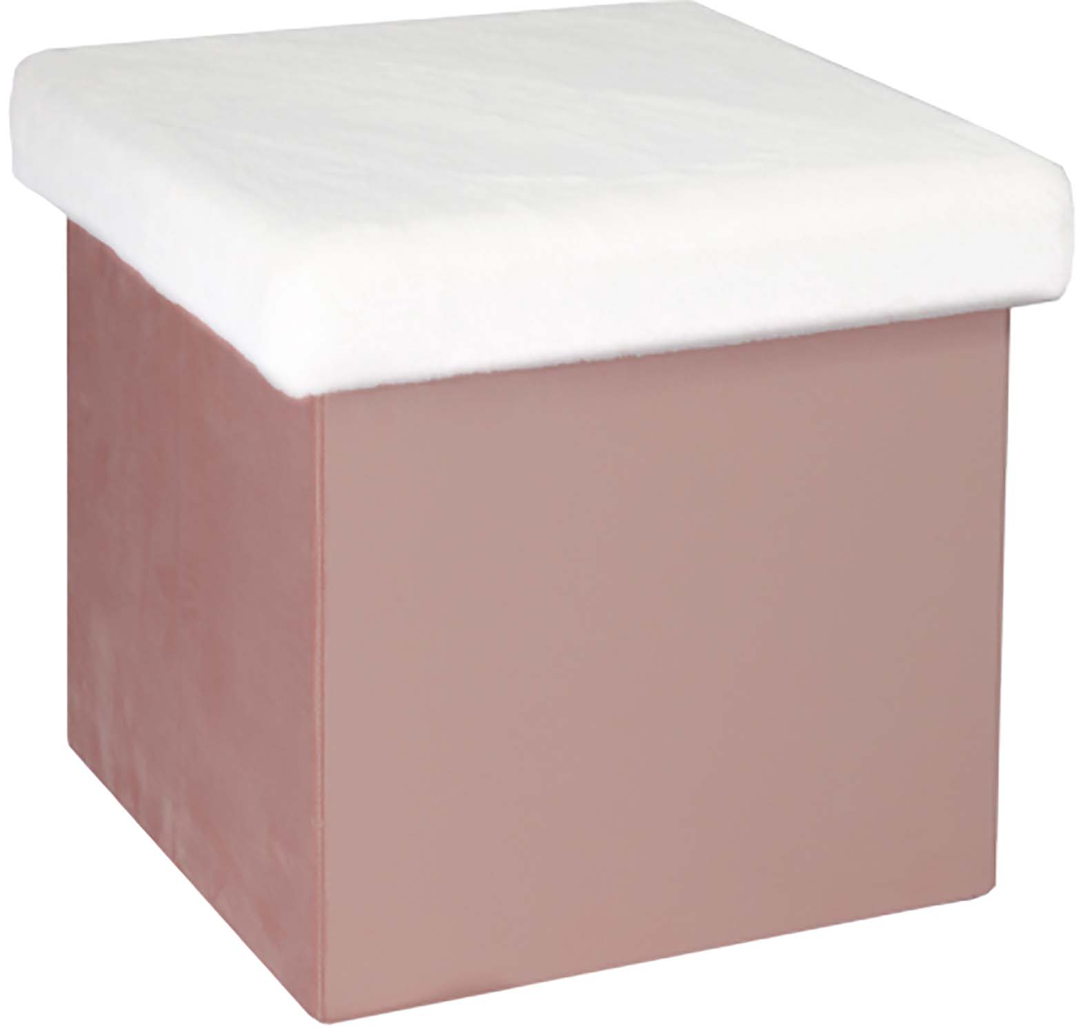 Pouf coffre pliable imitation fourrure Léo