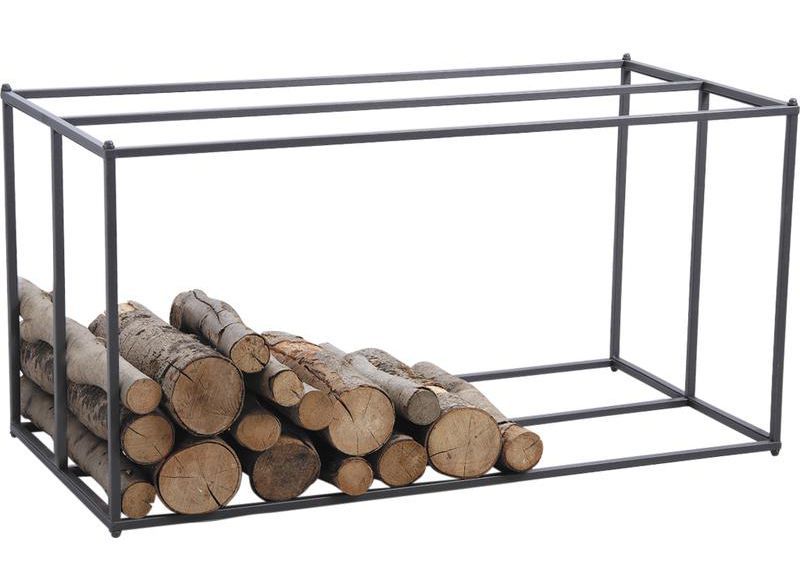 Porte-bûches horizontal en métal gris