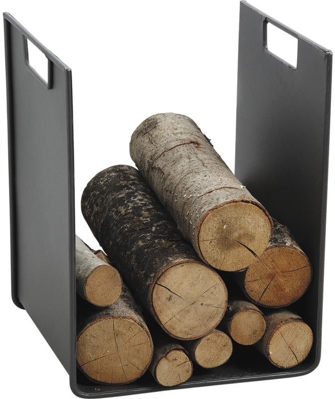 Porte-bûches métal gris avec poignées Design