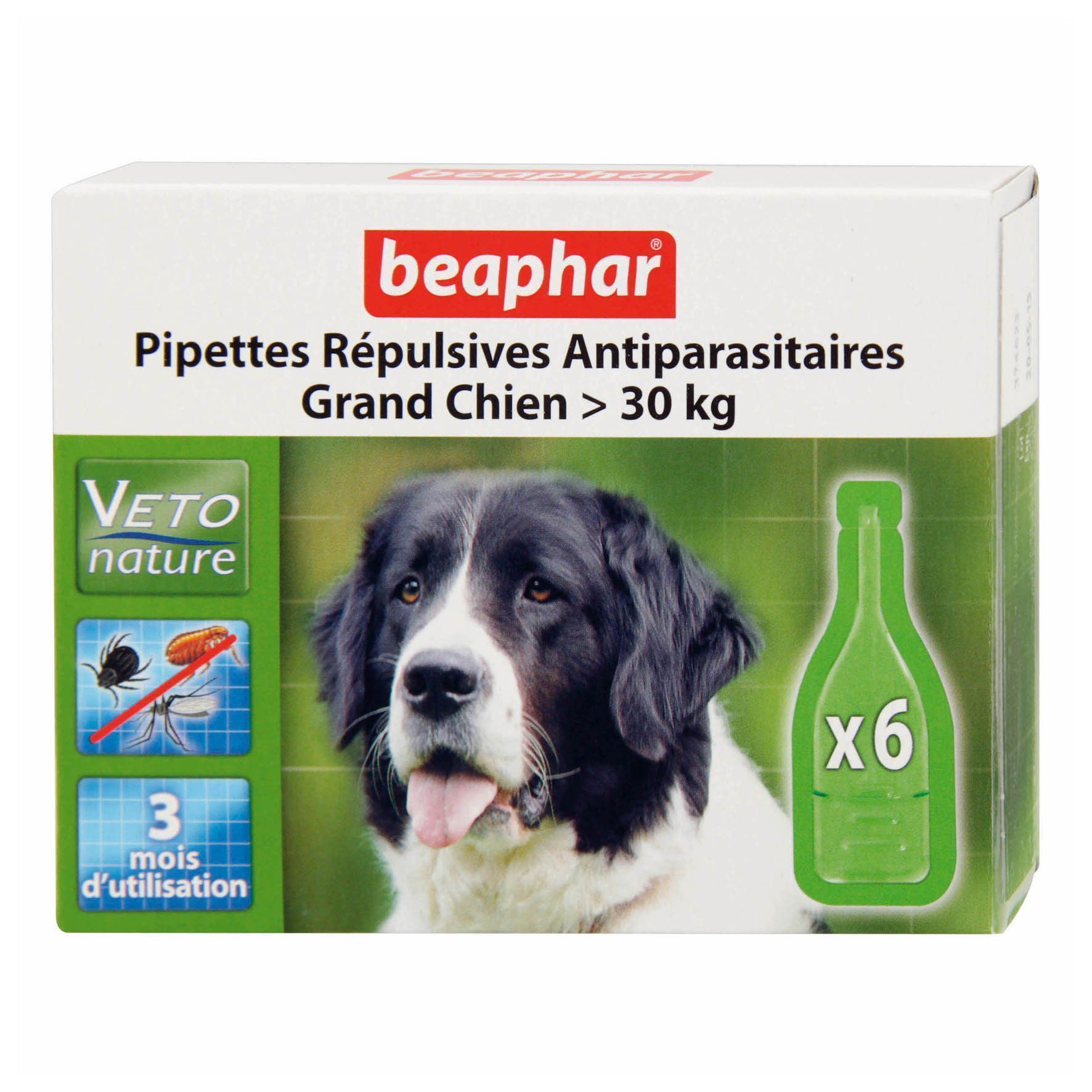 Pipettes répulsives antiparasitaires grand chien (Lot de 6)