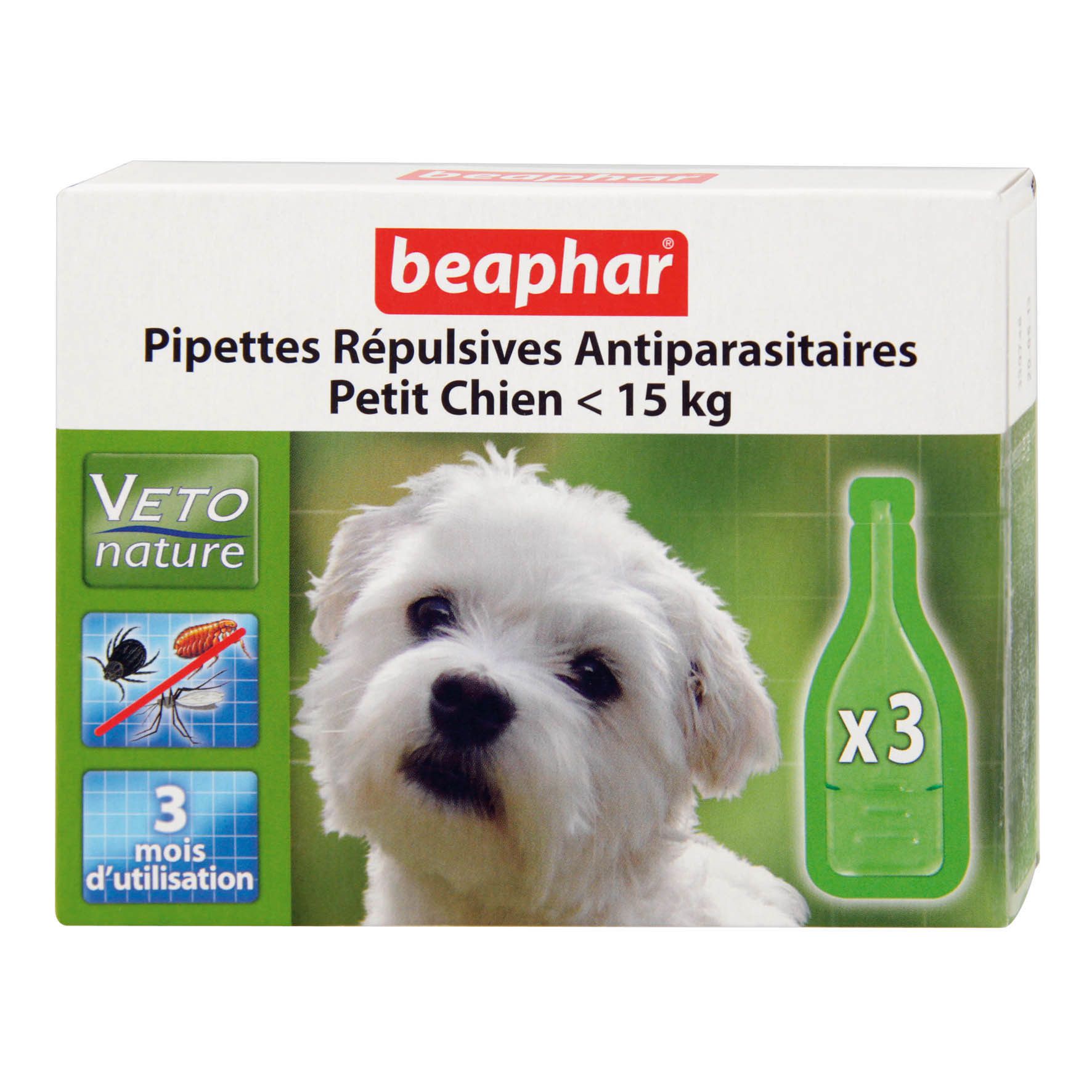 Pipettes répulsives antiparasitaires petit chien (Lot de 3)