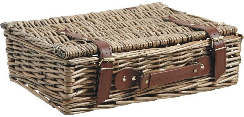 Valise de rangement en osier vieilli