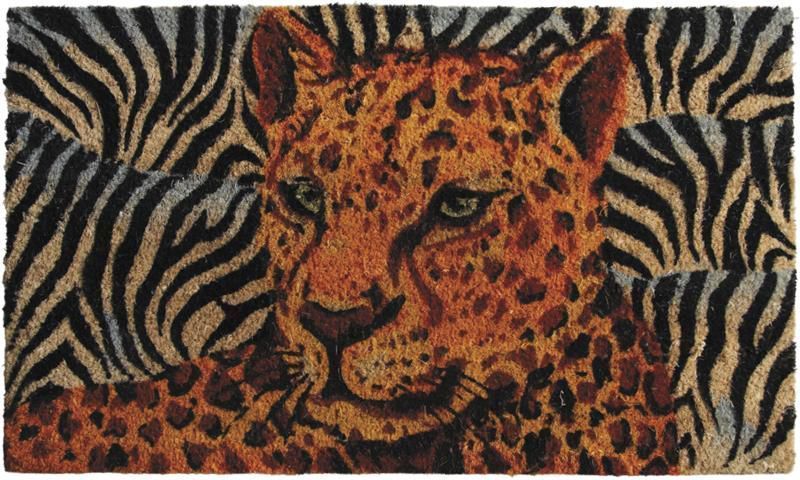 Paillasson panthère en coco et latex 75x45cm