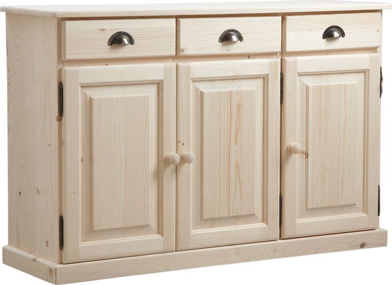 Buffet 3 portes 3 tiroirs en bois brut