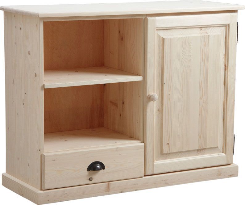 Meuble TV en épicéa brut 107 x 40 x 83 cm