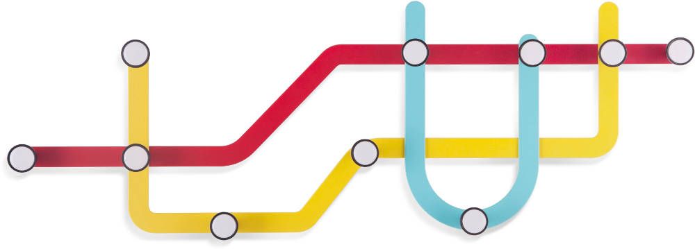 Porte manteaux design mural Subway Multicolore