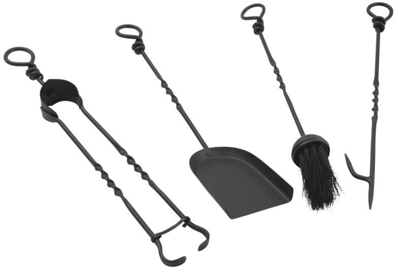Set de 4 accessoires de cheminée en fer forgé 46cm
