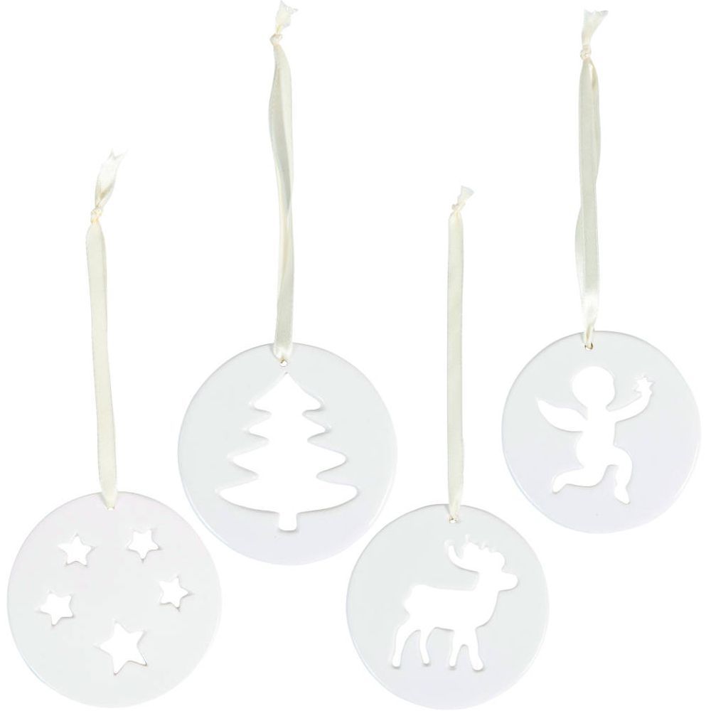 Suspensions Noël en porcelaine (Lot de 4)