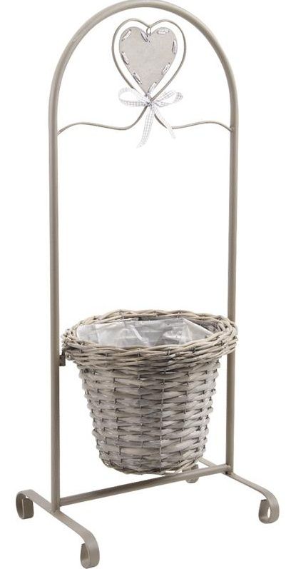 Support en métal + cache-pot en éclisse