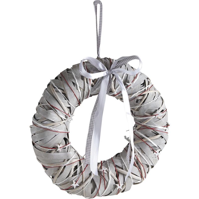 Couronne de porte en osier et bois 35 cm