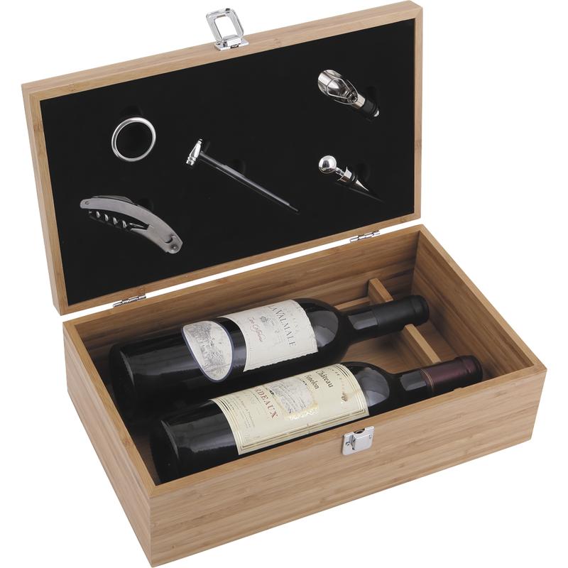 Coffret pour 2 bouteilles de vin avec accessoires