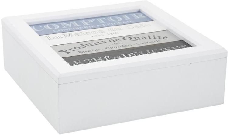 Boite de thé en bois blanc