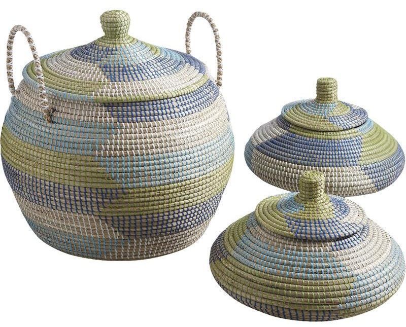 Panier rond jonc de mer (Lot de 3)