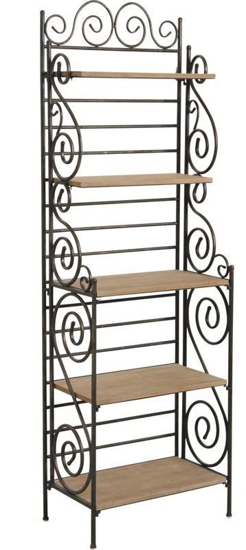 Etagère fer forgé bois Spirales