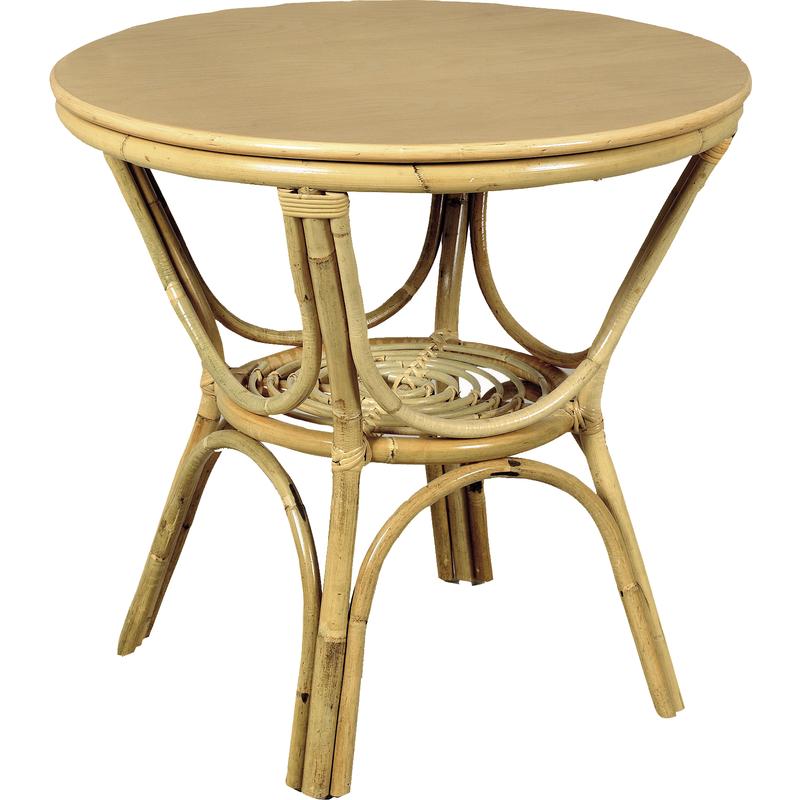 Table ronde en rotin et dessus mélaminé 70 cm