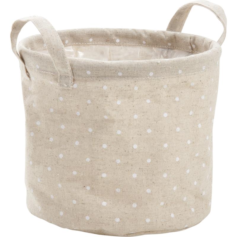 Cache pot jute pois blancs