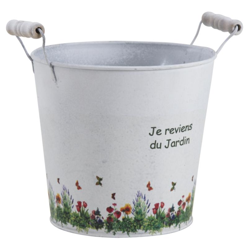 Cache pot zinc Je reviens du jardin