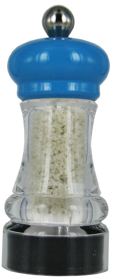 Moulin à gros sel 11 cm corps transparent Bleu
