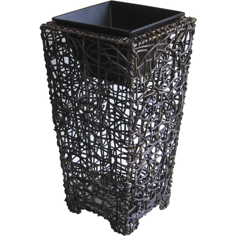 Vase cache pot rotin et métal