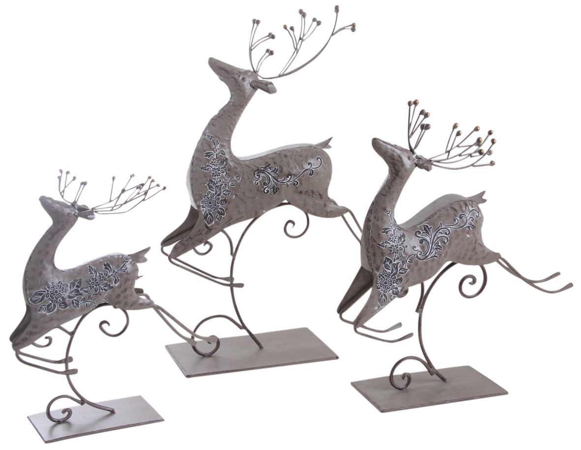 Renne en métal laqué bronze (Lot de 3)