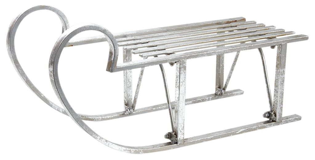 Luge déco en métal argenté