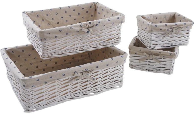 Corbeilles blanches rangement malin (Lot de 4)