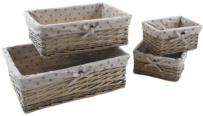 Corbeille rangement avec doublure tissu (Lot de 4)