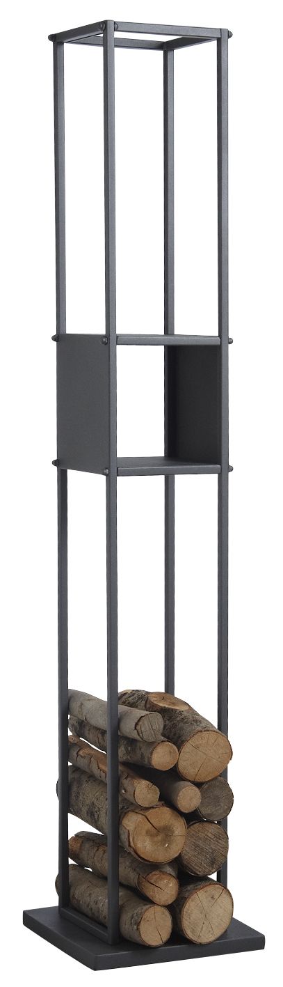 Range-bûches vertical en métal gris