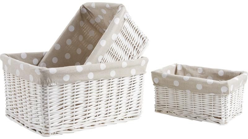 Grandes corbeilles osier blanc (Lot de 3)