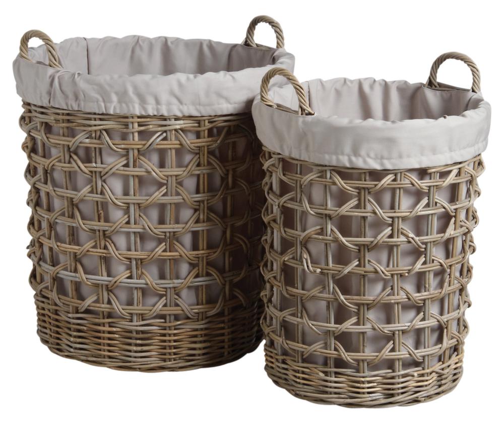 Panier à linge en poelet gris (Lot de 2)