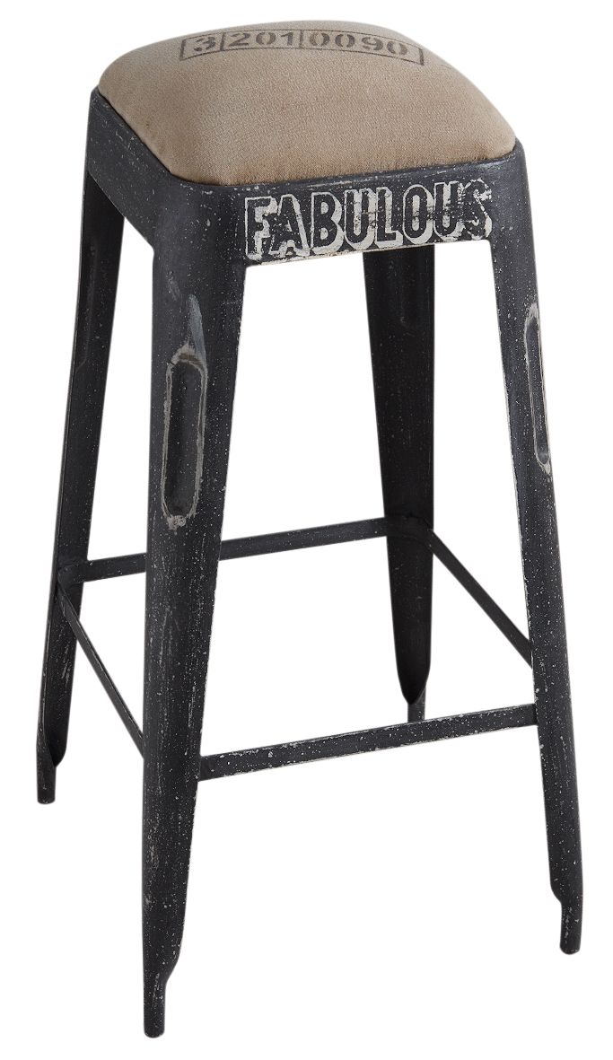 Tabouret de bar en métal noir vieilli