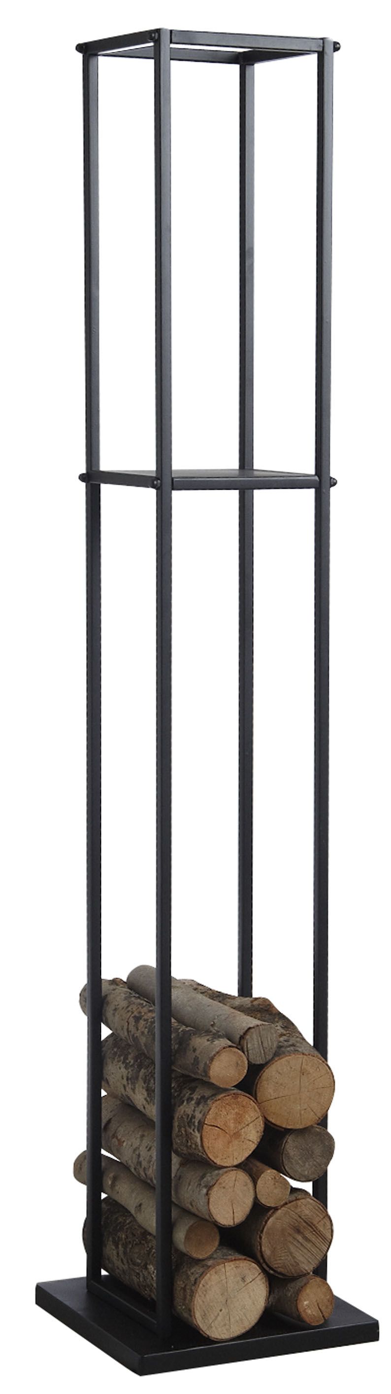 Grand rack à bûches en métal noir