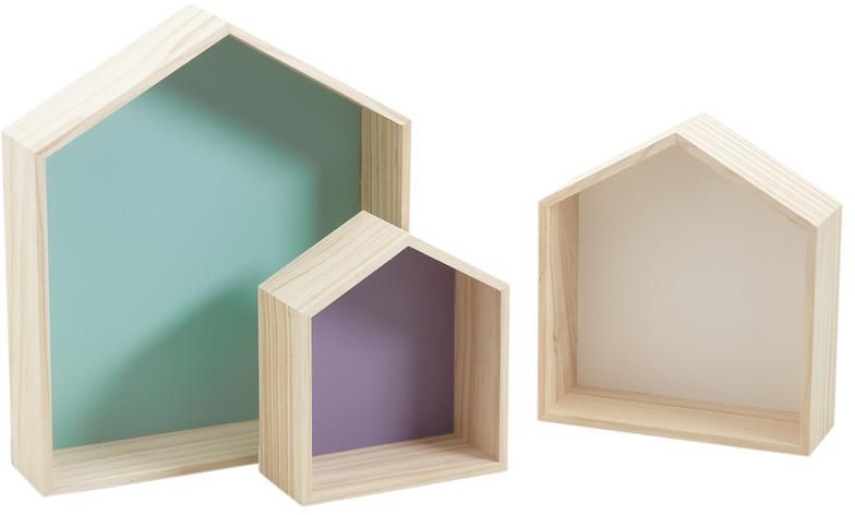 Niches murales maisonnettes colorées (Lot de 3)