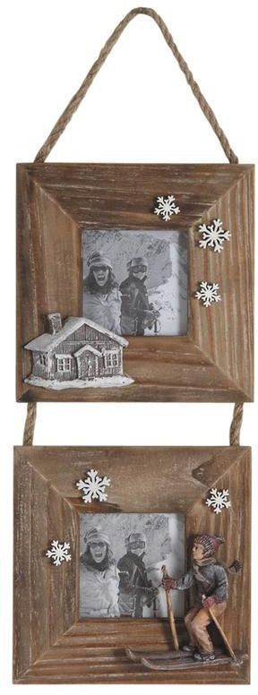 Cadre 2 photos à suspendre Chalet en hiver