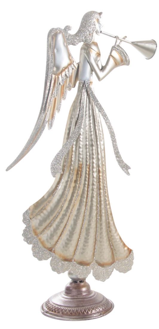 Statuette ange en métal doré et paillettes