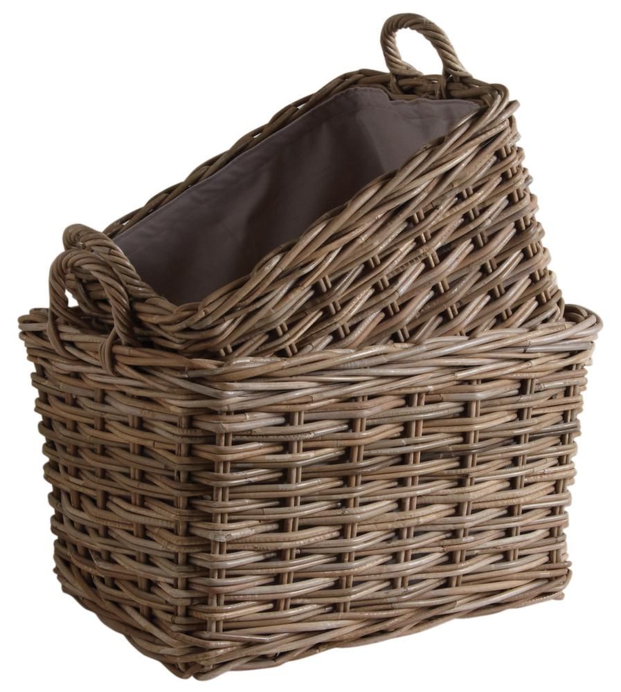 Panier gris en poelet (Lot de 2)