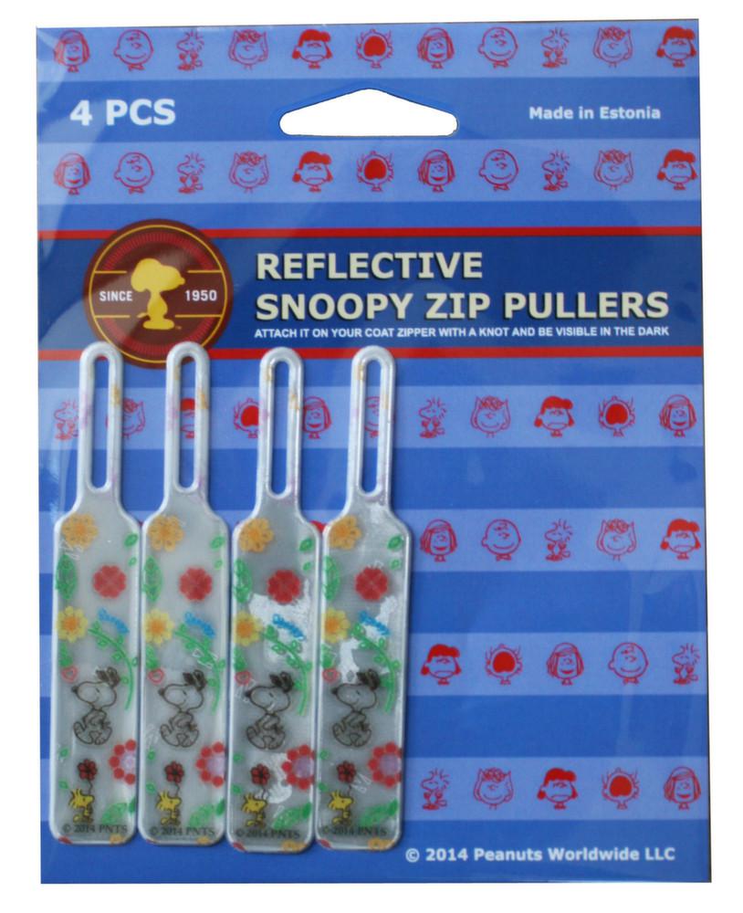 Tirette réchéchissante pour chien Snoopy fermeture éclair (Lot de 4) Snoopy & Spring