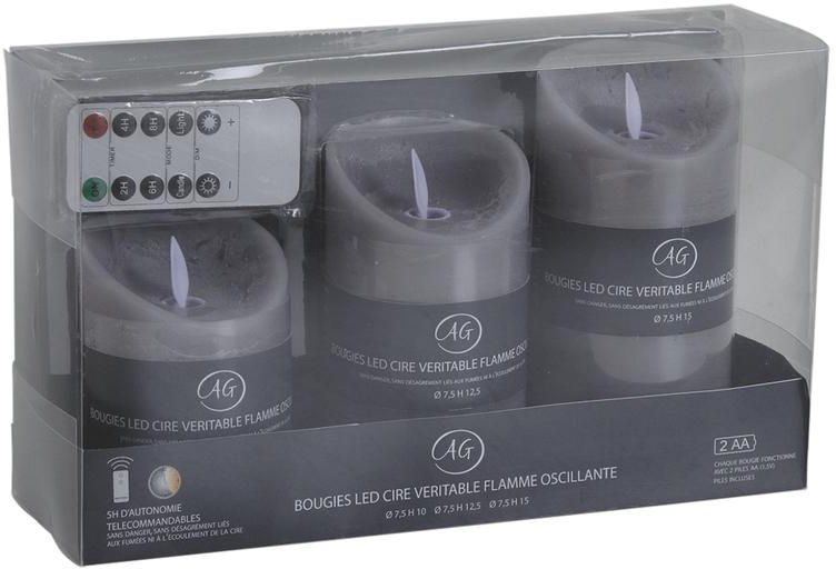 Coffret 3 bougies à LED parfumées avec télécommande Fleur de coton