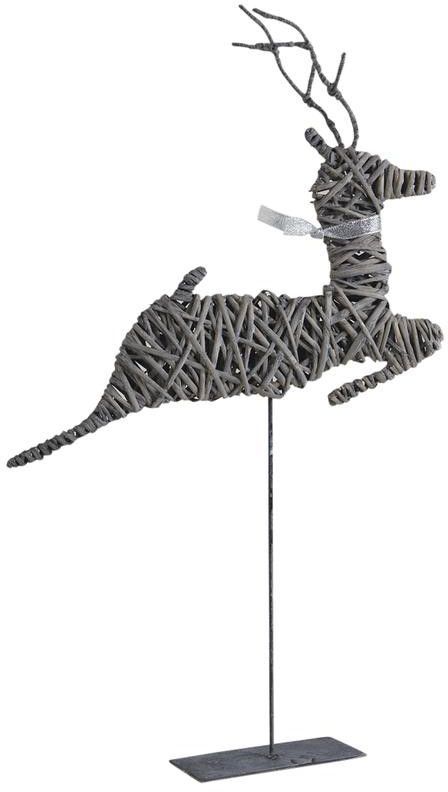 Cerf déco en osier sur socle
