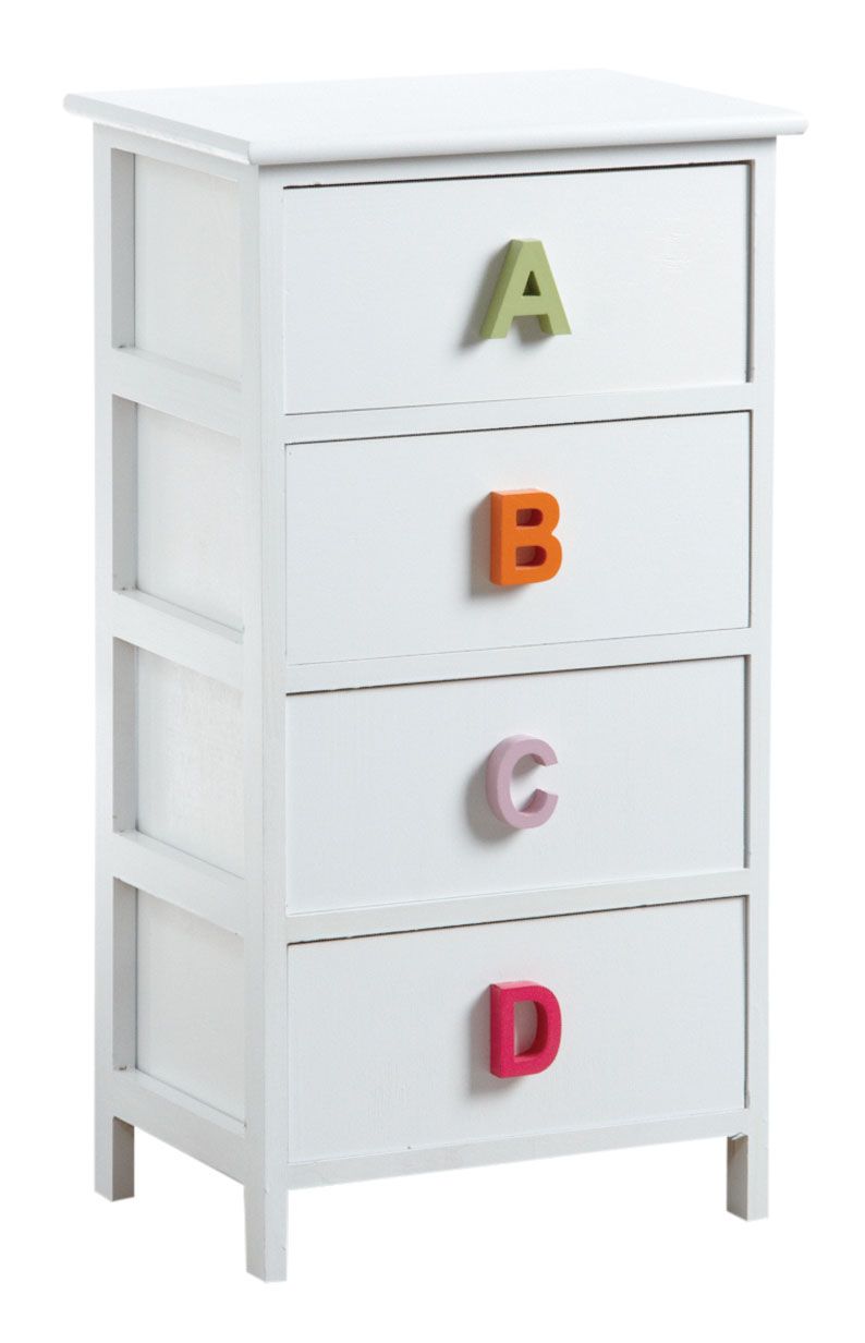 Commode chambre enfant alphabet 4 tiroirs