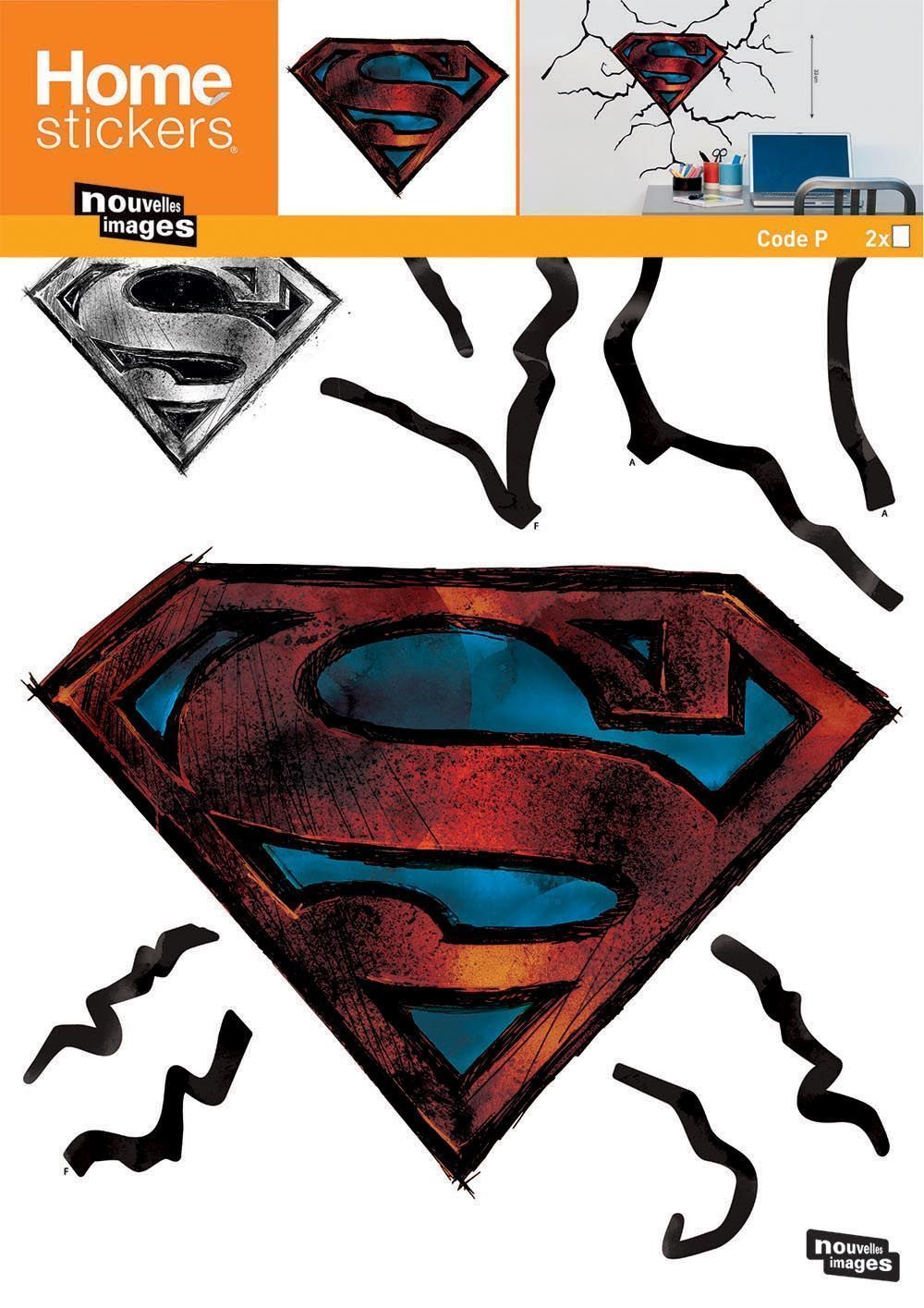 Sticker mural Superman logo encastré dans le mur